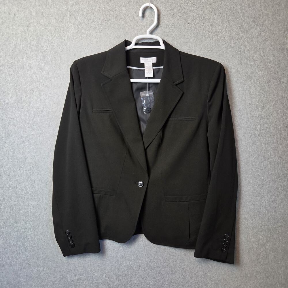 Worthington Stretch Black Lined LS Button Up Career Blazer Women's Plus Size 18